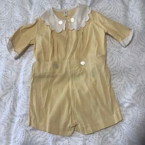 Boys Yellow Button Playsuit Romper Shirt & Shorts - 1930's/40's  Size 3